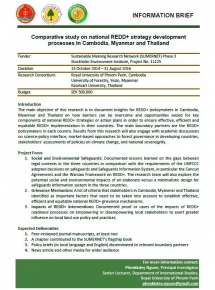 Information Brief: Comparative study on national REDD+ strategy development processes in Cambodia, Myanmar and Thailand