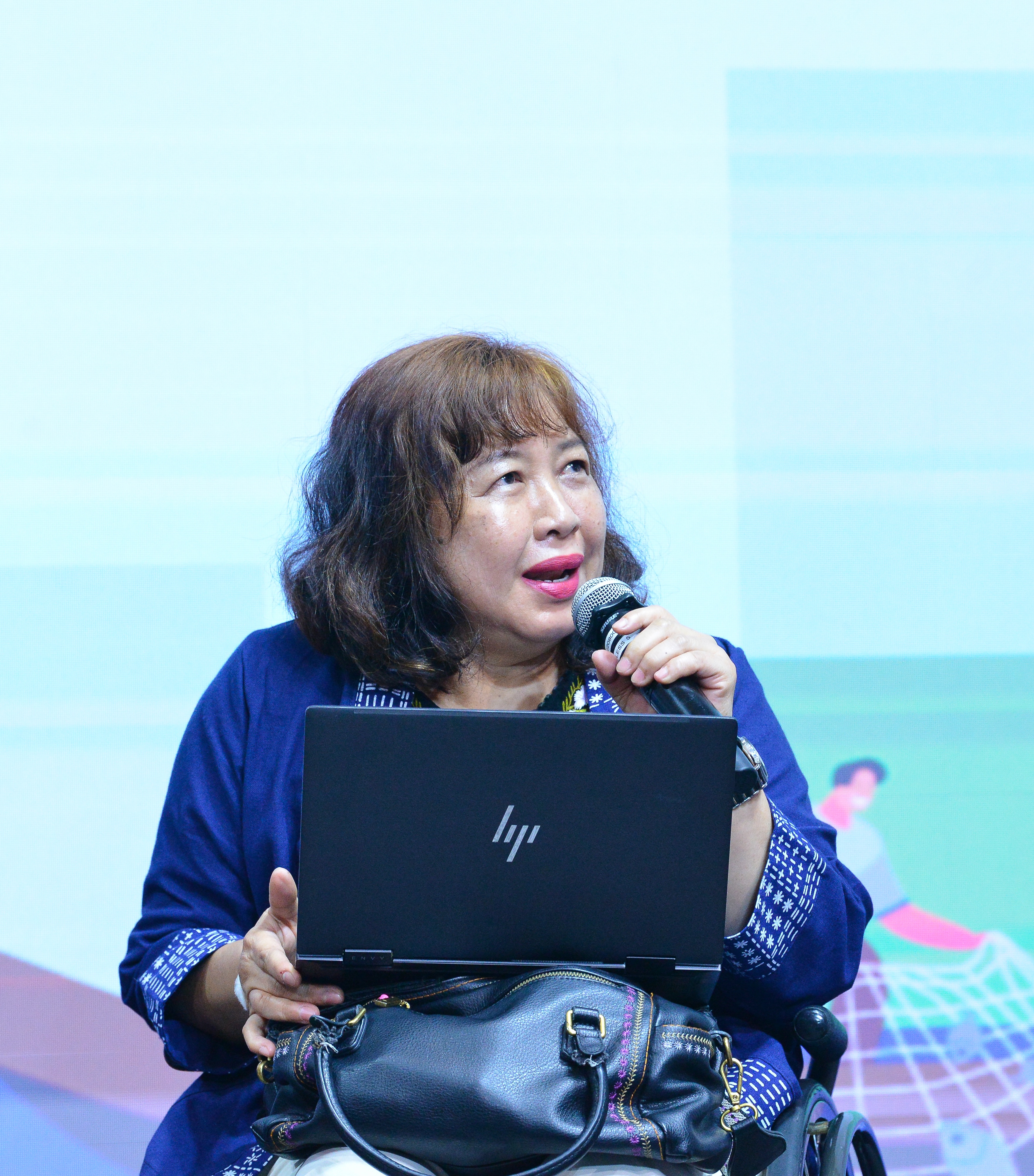 Ms. Saowalak Thongkuay, Board member for Asia Pacific Development Center on Disabilities, Committee for ASEAN Disability Forum and A/P Women with Disability United, Committee expert on Human Rights to the Determination of the Gender Discrimination, Sub-Committee on the Consideration of the Discrimination in Media, Thai Public Broadcasting Service, Chairwoman, Association for the Empowerment of Women with Disabilities)